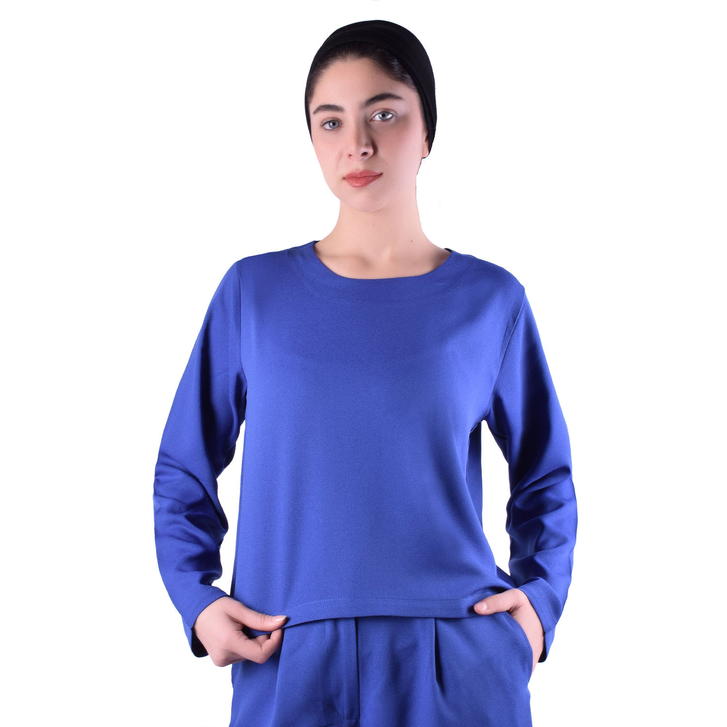c935-AbiKrbn شومیز زنانه آبی