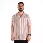 پیراهن مردانه سفید قهوه ای
