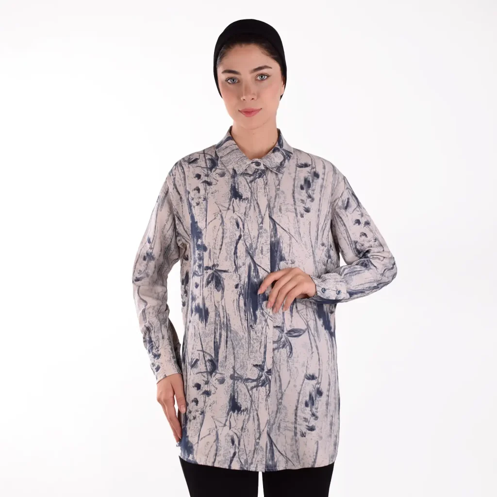 شومیز کرم سرمه ای